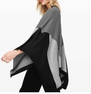 Lululemon Athletica Here For Serenity Cashmere Blend  Striped Poncho OS